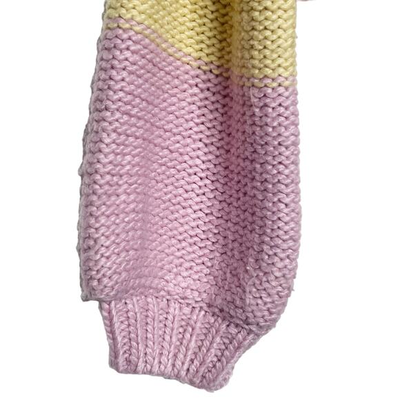 STITCH & PINE Colorblock Cropped Open Cardigan Sweater Knitted Multicolor Size M - Picture 4 of 9